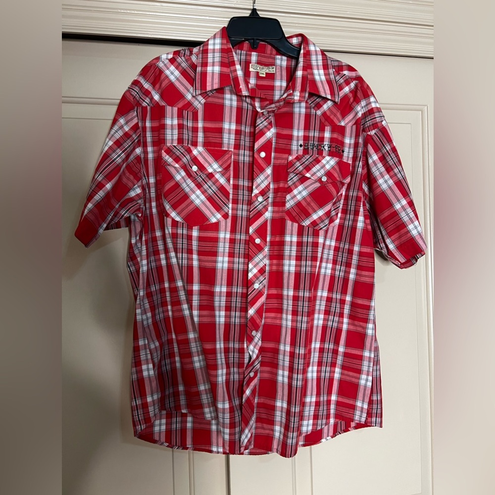 Lucky 13 ride culture red and white flannel barely worn men’s size 2XL